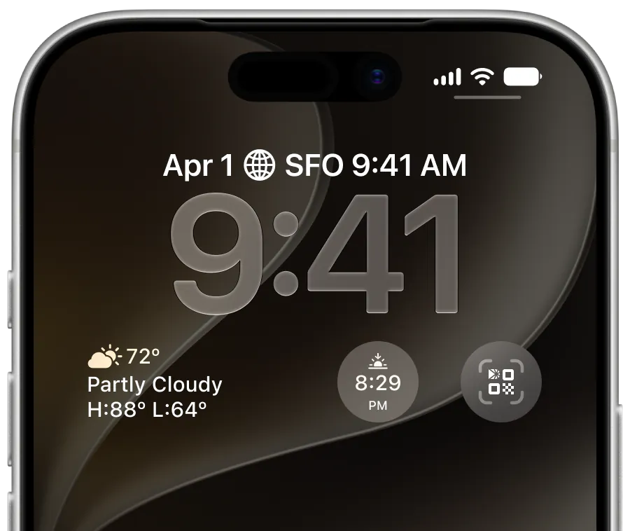 Экран блокировки iPhone с виджетом сканера DantePay
